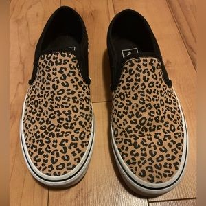 Vans slide on leopard print shoes